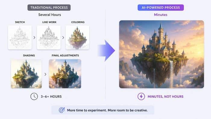 Creative Workflows An illustration that once took several hours can now be completed much faster.