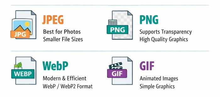 Image Formats Choosing the right format is an important part of image optimization.