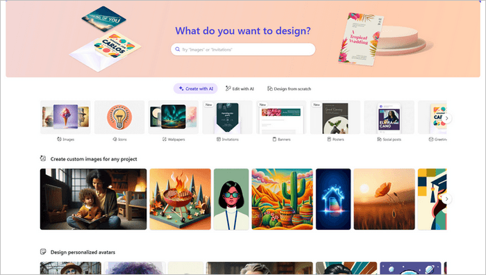 Microsoft Designer Microsoft Designer includes AI image creation features that make generating artwork accessible to newcomers.