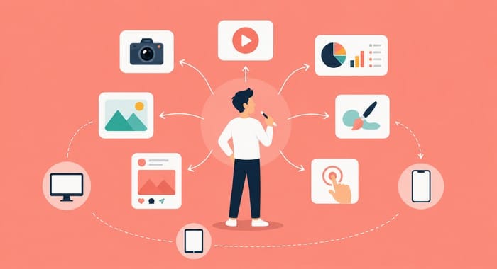 Visual storytelling uses different content formats, chosen to match the audience, message, and platform.