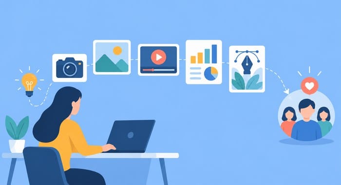 Visual storytelling is the practice of using images, illustrations, graphics, videos, and other visual elements to communicate ideas, share information, and tell a compelling story.