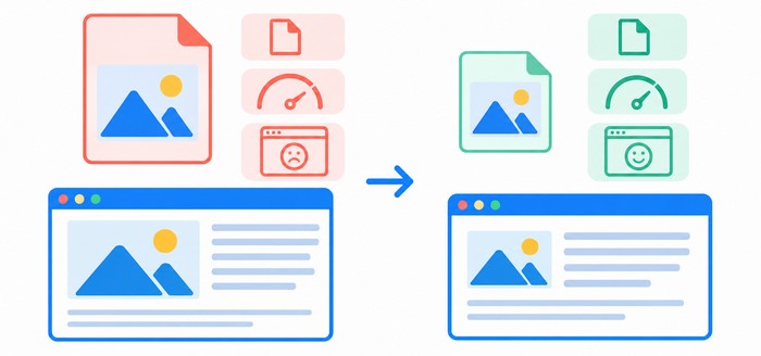Comparison of an unoptimized image and an optimized website image.