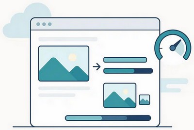 Image compression reduces file size to help a webpage load faster.